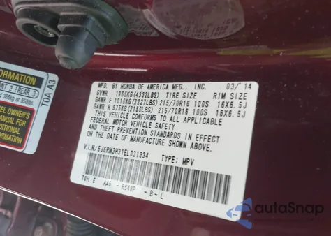 2014 Honda Cr-V Lx from USA, damaged, VIN 5J6RM3H31EL031334
